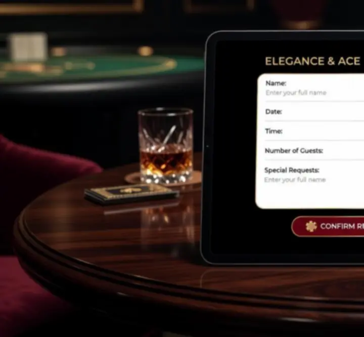 Nowoczesny stolik restauracyjny przygotowany na wieczór pokerowy