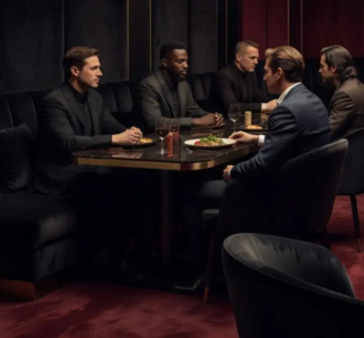Goście przy stole w eleganckim pokerowym lounge